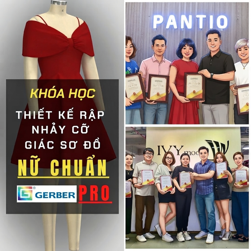 Khóa học thiết kế rập, nhảy cỡ, giác sơ đồ THỜI TRANG NỮ CHUẨN trên phần mềm GERBER PRO