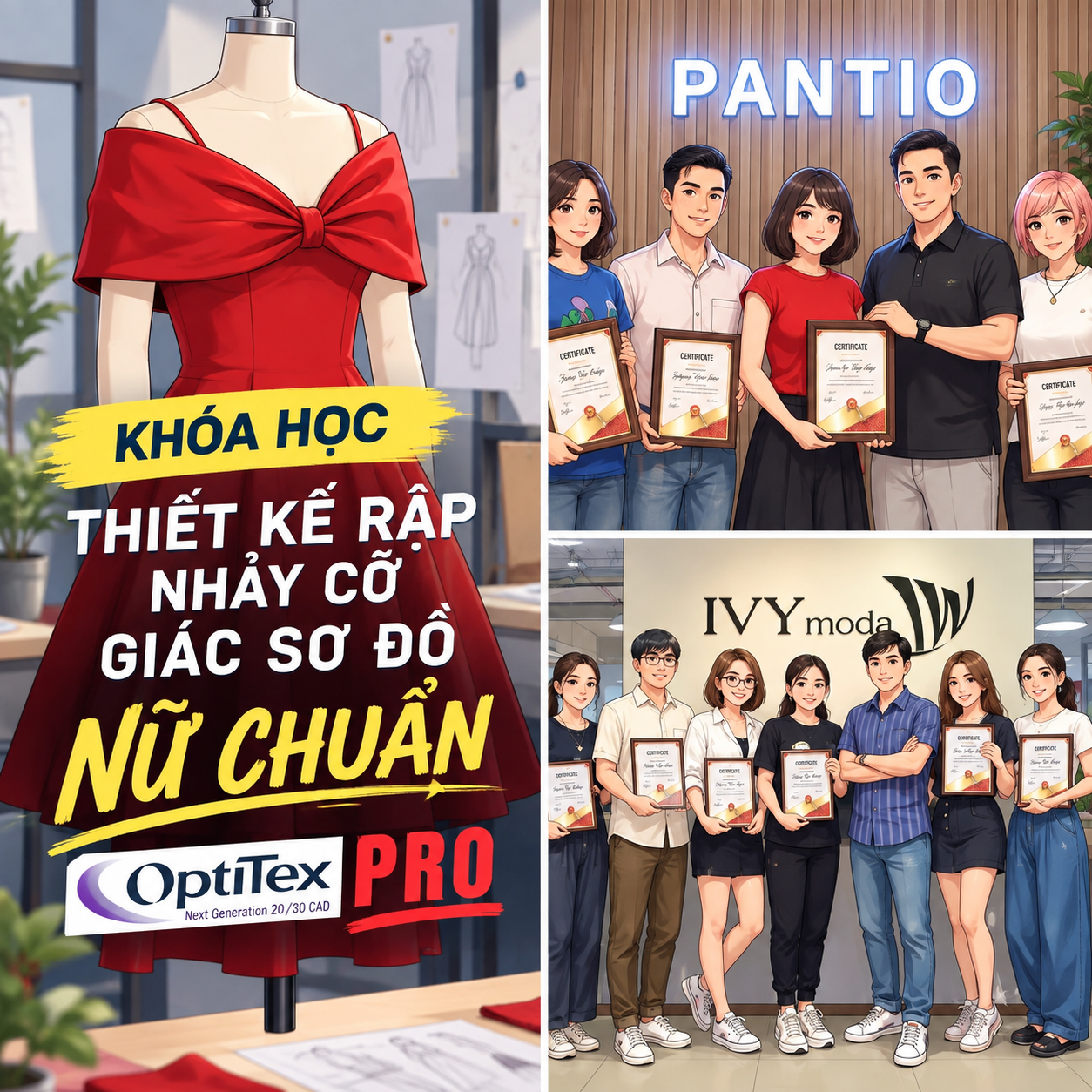 Khóa học thiết kế rập, nhảy cỡ, giác sơ đồ THỜI TRANG NỮ CHUẨN trên phần mềm OPTITEX PRO