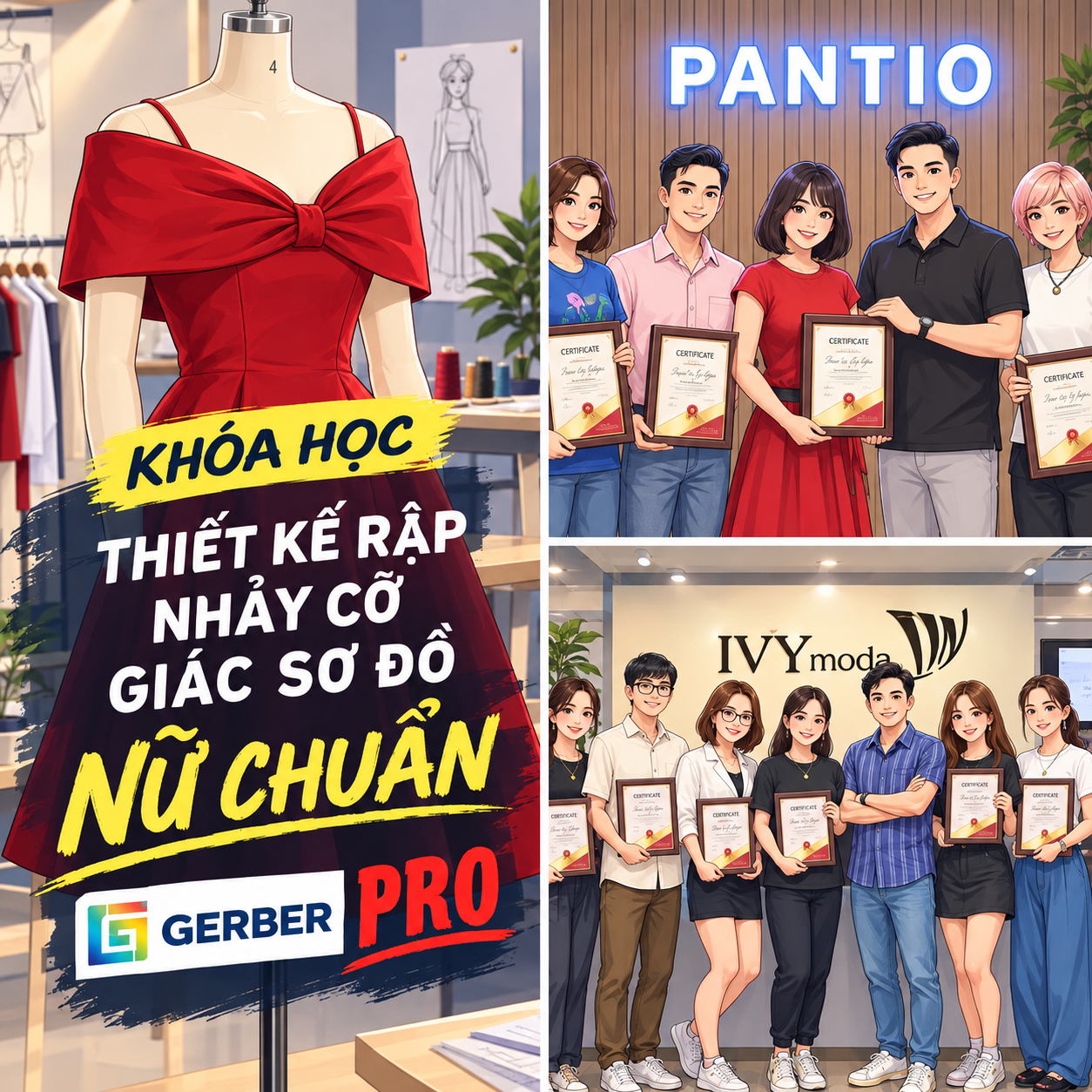 Khóa học thiết kế rập, nhảy cỡ, giác sơ đồ THỜI TRANG NỮ CHUẨN trên phần mềm GERBER PRO